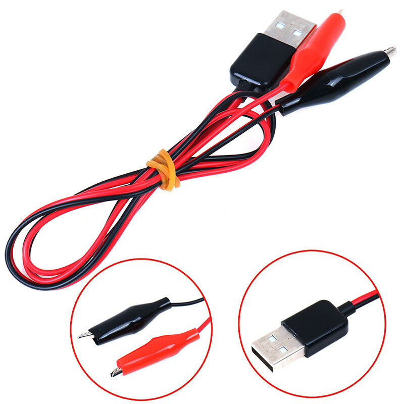 1Pc Alligator Test Clips Clamp to USB Male Connector Power Supply Adapter.l8