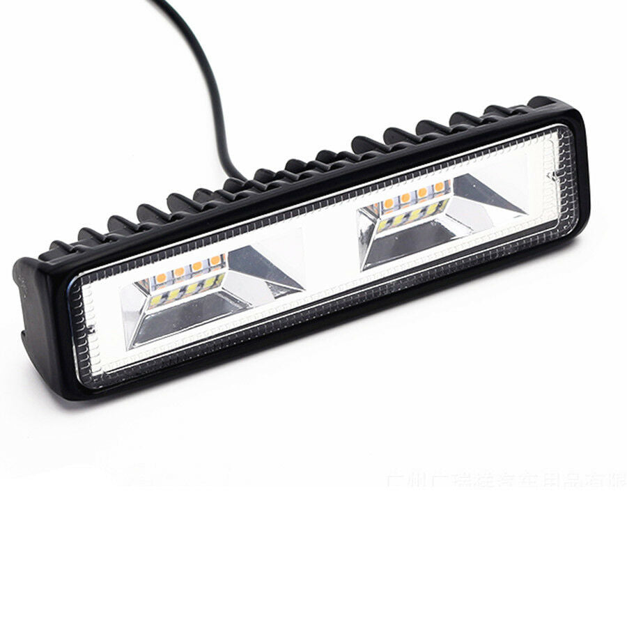 6" 48W 16 LED Work Light Flood Beam Bar Car Driving Fog Lamps Flasher Dual Color