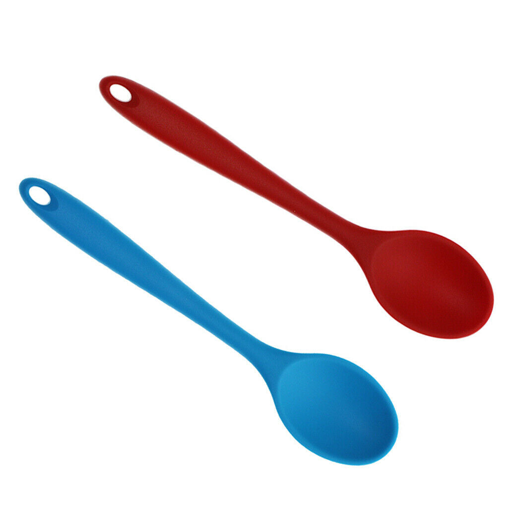 Set of 2 Food Grade Silicone Mini Soup Spoon Infant Tablespoon Flatware 8''