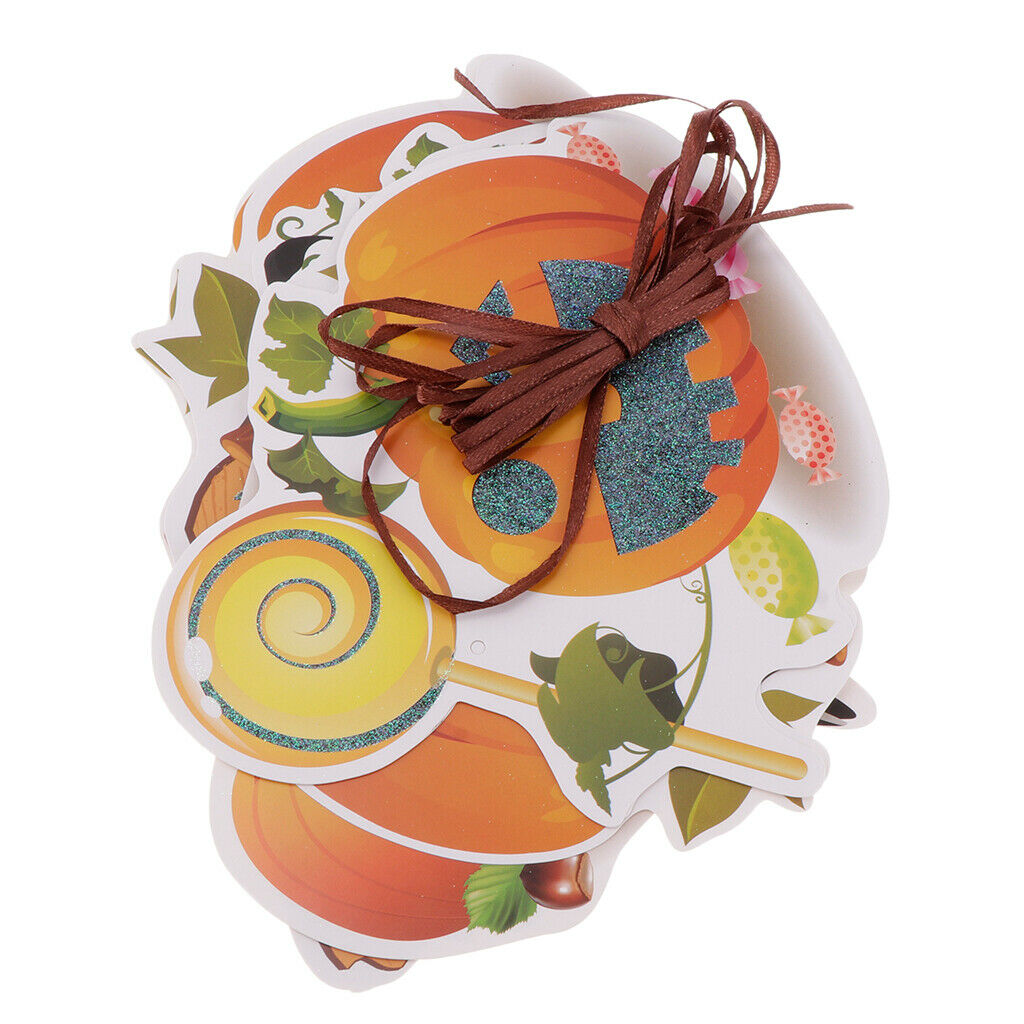 Funny Pumpkin Paper Bunting Banner Sign Horror Halloween Party Hanging Decor