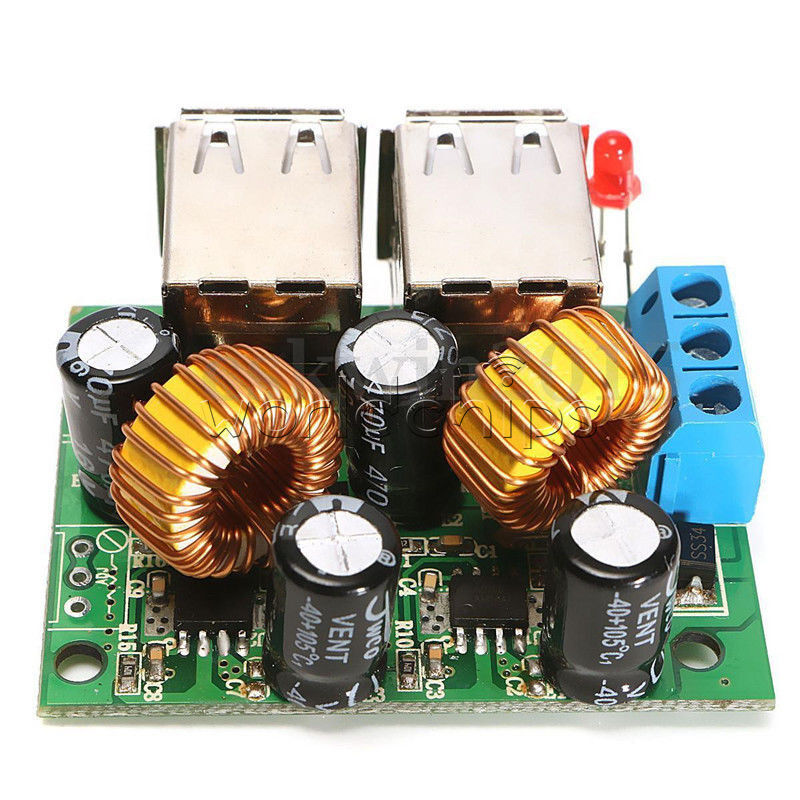 DC 12V 24V 40V to 5V 5A Converter 4-USB Port Step-down Power Supply Buck Module