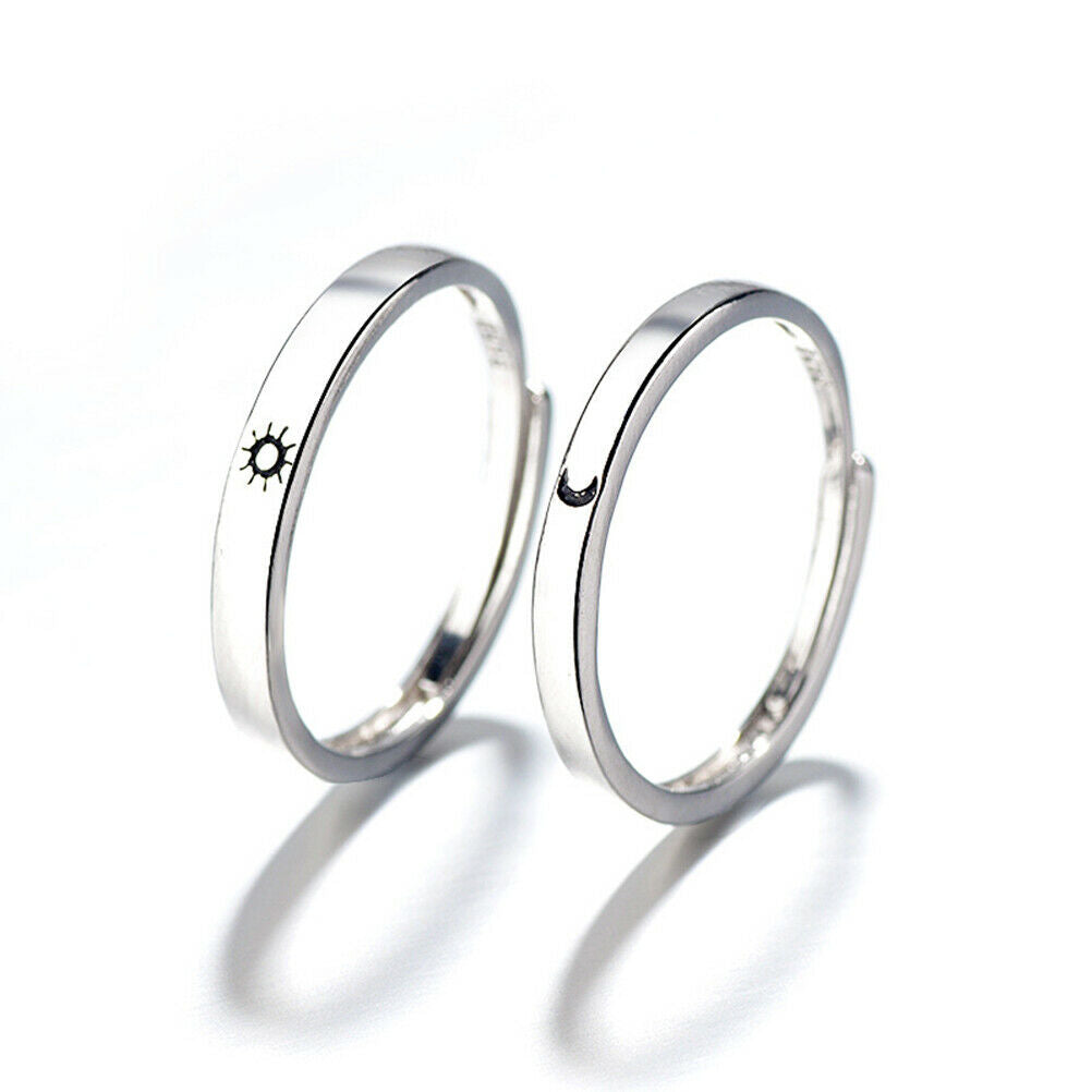 Sun and Moon Couple Rings Copper Polish Adjustable Lovers Ring  Girl Boy friend