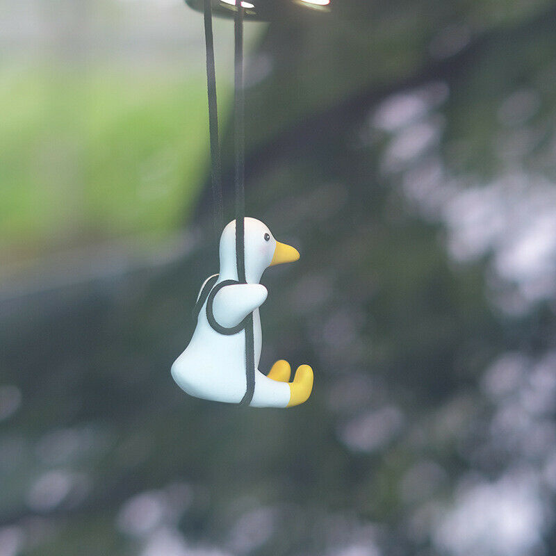 Gypsum Cute Car Accessories Swing Duck Pendant Auto Rear-view Mirror Ornaments