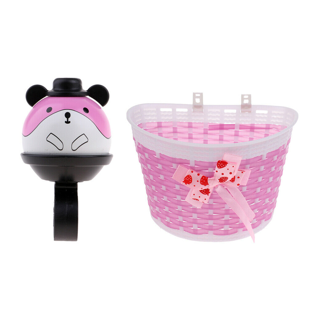 2x Plastic Kids Bike Front Basket Girls Scooter Tricycle Handlebar Ring Bell