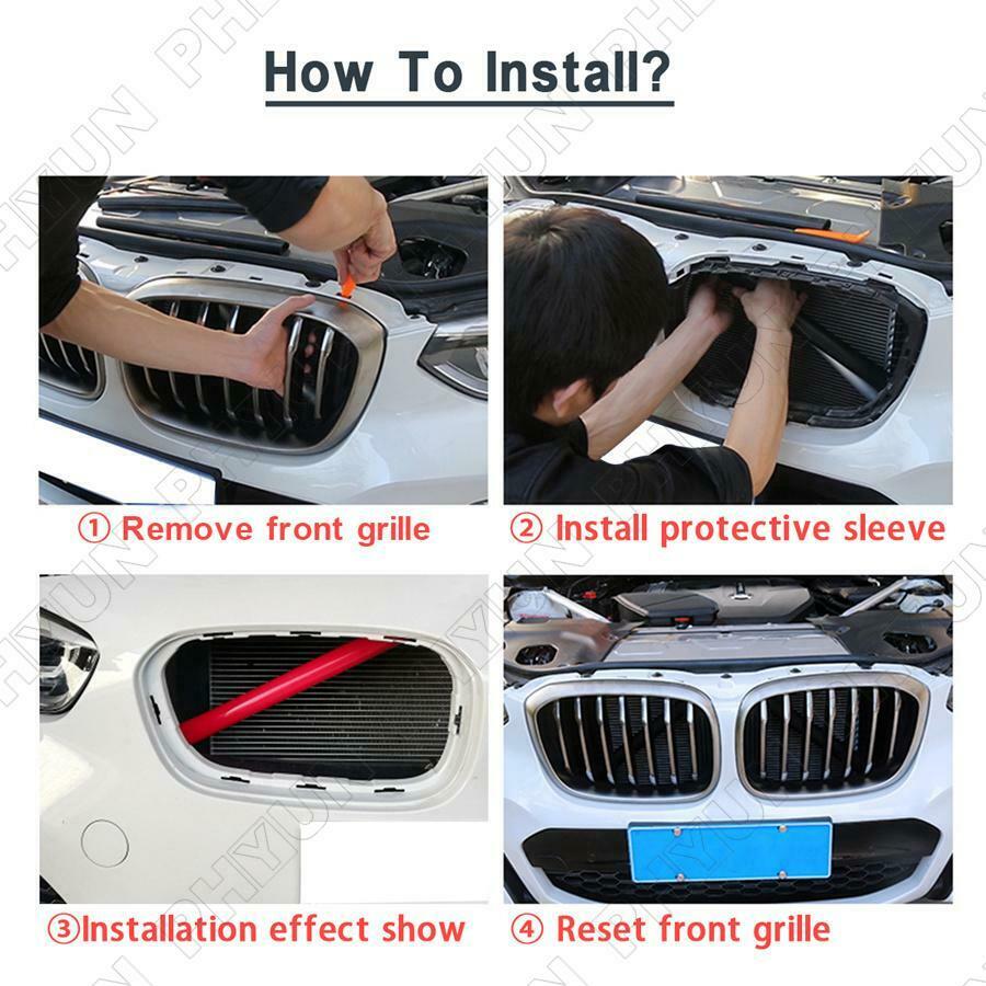 Glossy Red Grille Grill Clips Grilles Inserts For BMW F30 F20 M Sport 2012-2018