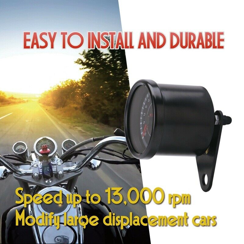 Universal LED Backlight Motorcycle Tachometer Meter Gauge RevCounter 0-13000 RPM