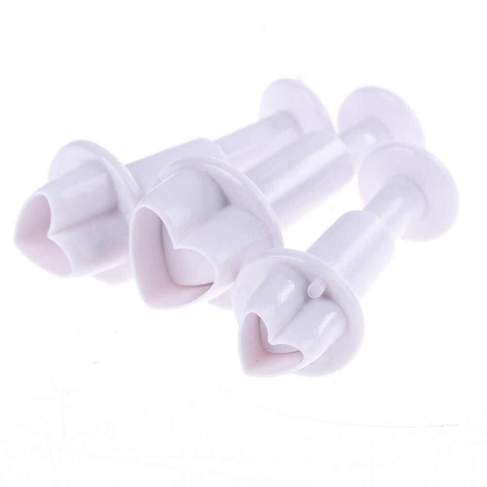 3pcs Love Heart Shape Cookie Plunger Cutter Fondant Gumpaste Cupcake Topp.l8