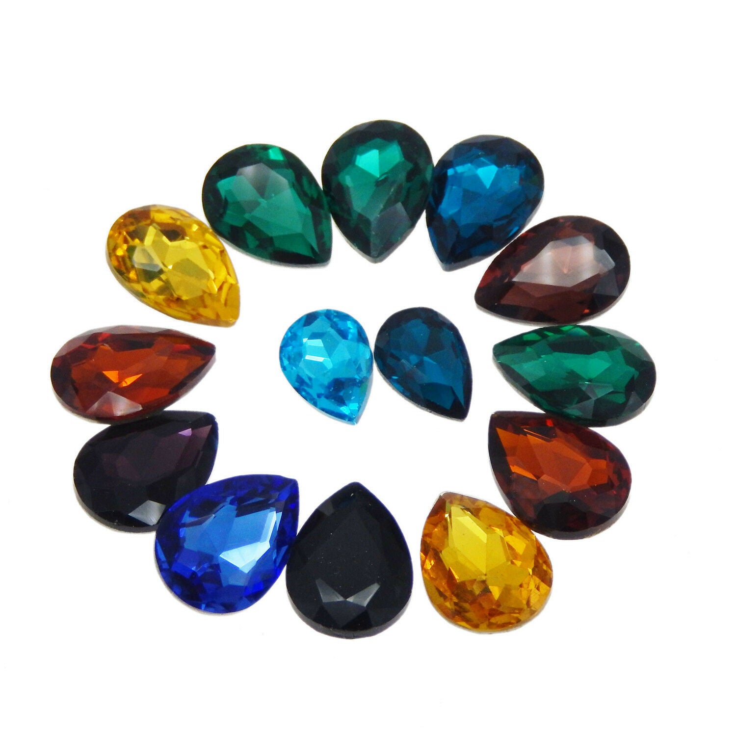 40 pcs Mixed Teardrop Shaped Crystal Glass Faceted Rhinestones Nail Art Crafts