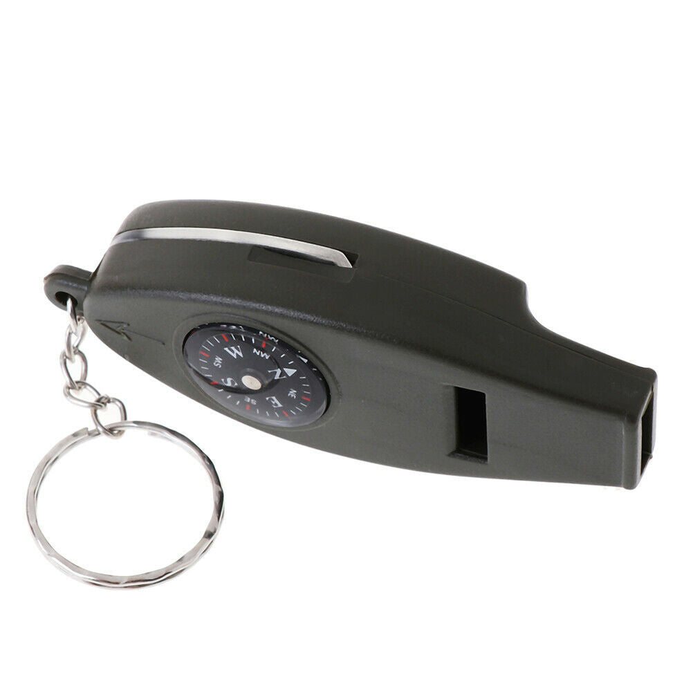 4 In 1 Outdoor Survival Whistle Compass Magnifying Thermometer & Keychain.l8