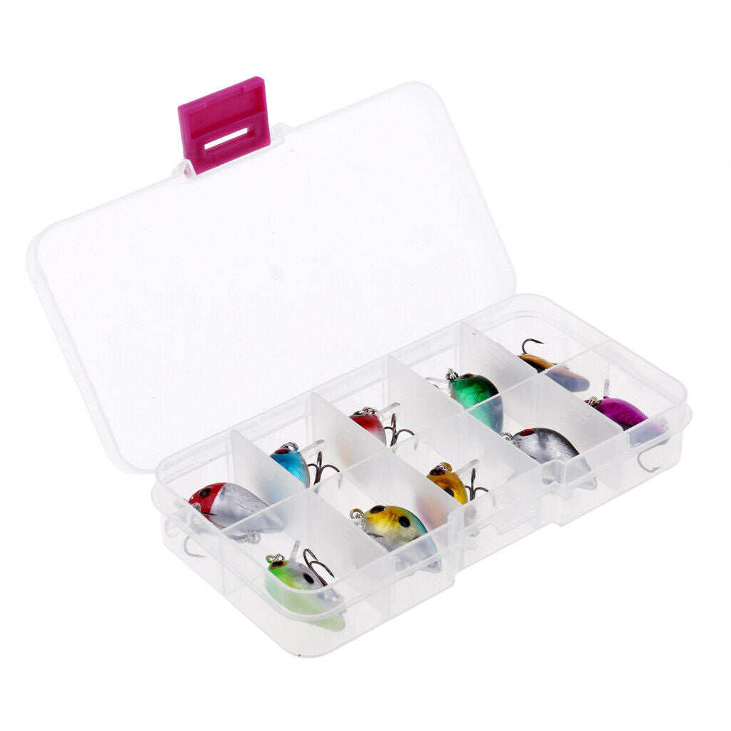 10Pcs/Box Mini Fishing Lures 10 Colors Baits 2.6cm Vibration Minnow Baits