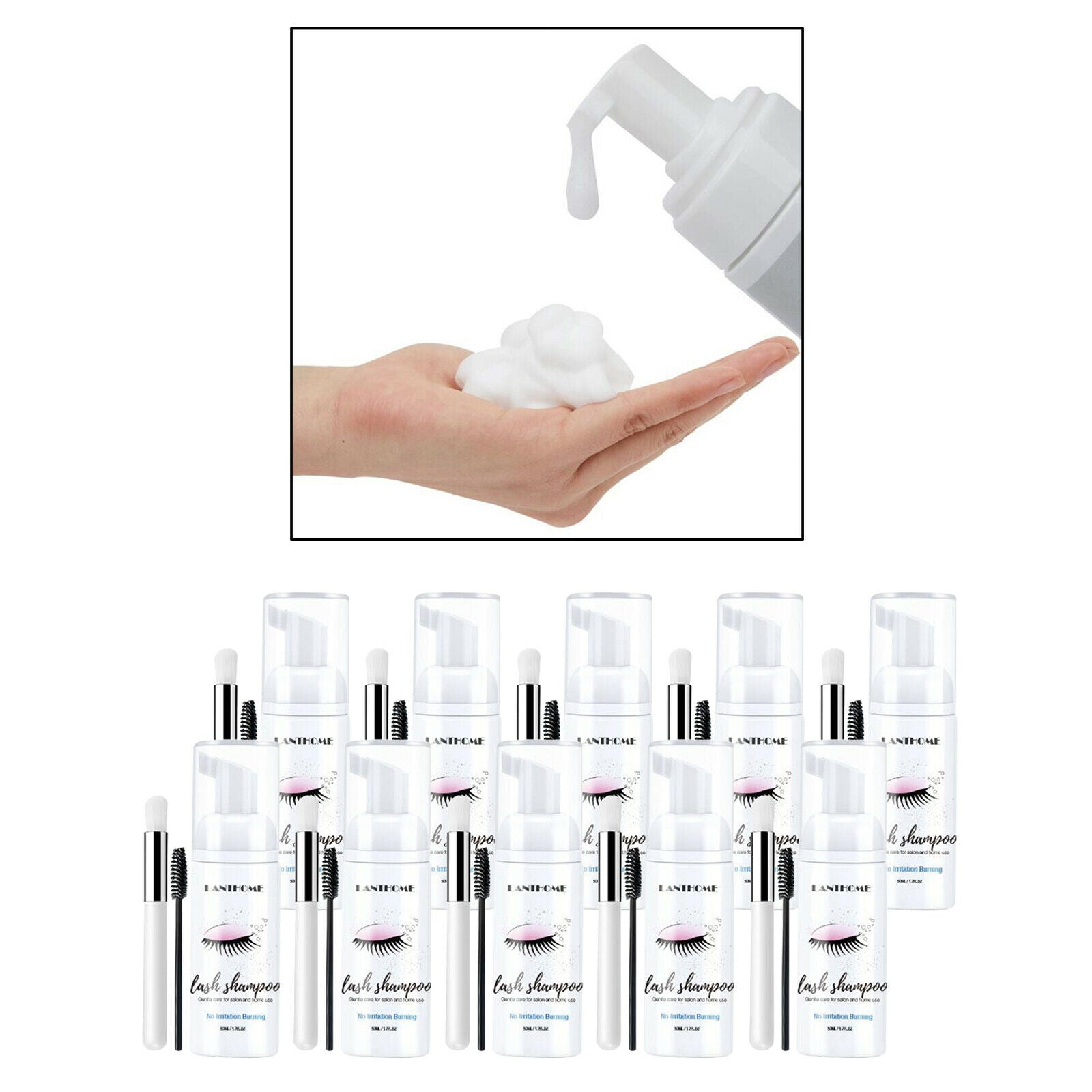 10Pcs Eyelash Extension Shampoo 50ml Lash Eyelid Foam Cleanser for Salon Makeup