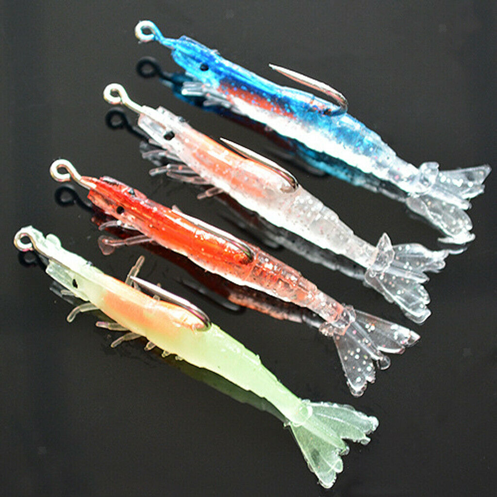 5Pcs Creative Shrimp Style Soft Prawn Lures Simulation Hook Baits Blue