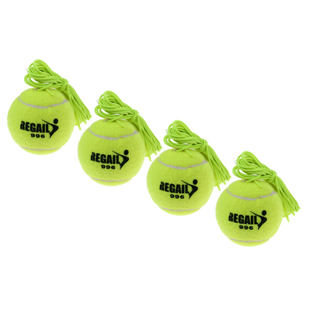 Set of 4 Professional Tennis Balls& Elasctic Cord Replacement for Tennis Trainer
