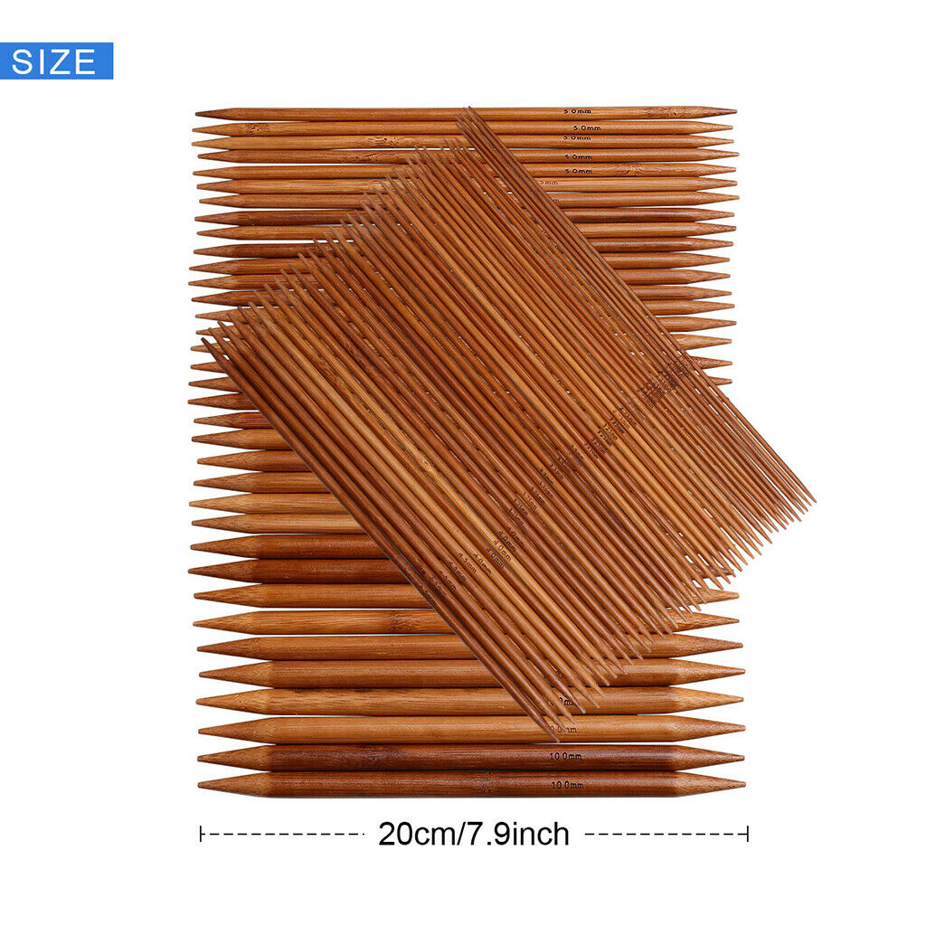 75Pcs 18 sizes Double Pointed Circular Knitting Needles Carbonized Bamboo Kits