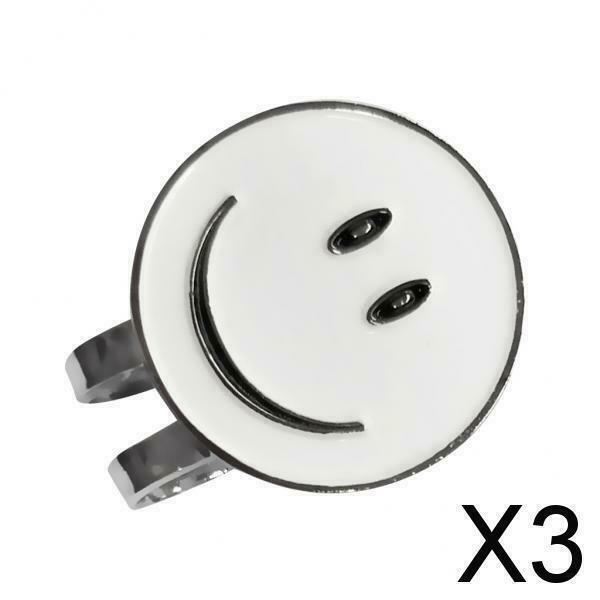 3X Mini Magnetic Hat Clip with  Face Golf Ball Marker Golfer Gift White