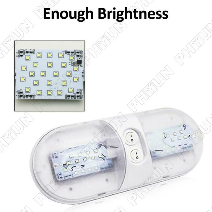 12V 48 LED White Double Dome Light RV Campers Interior Roof Ceiling Reading Lamp