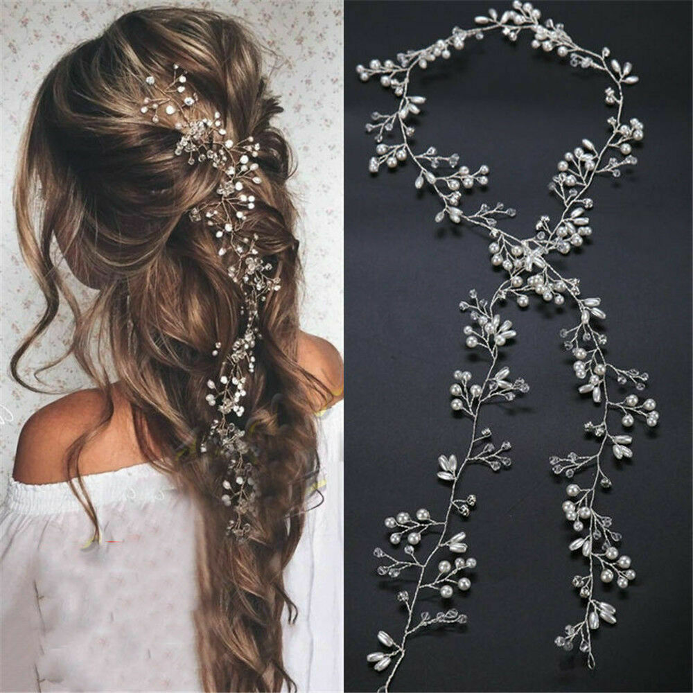 Pearls Wedding Hair Vine Crystal Bridal Accessories Diamante Headpiece AU