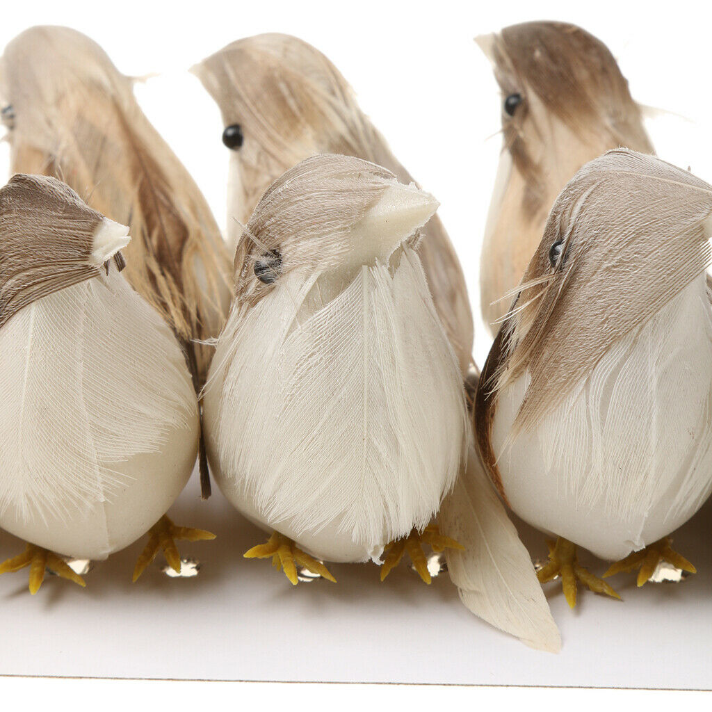 12x Artificial Feathered Birds Decorative Woodland Birds Ornaments