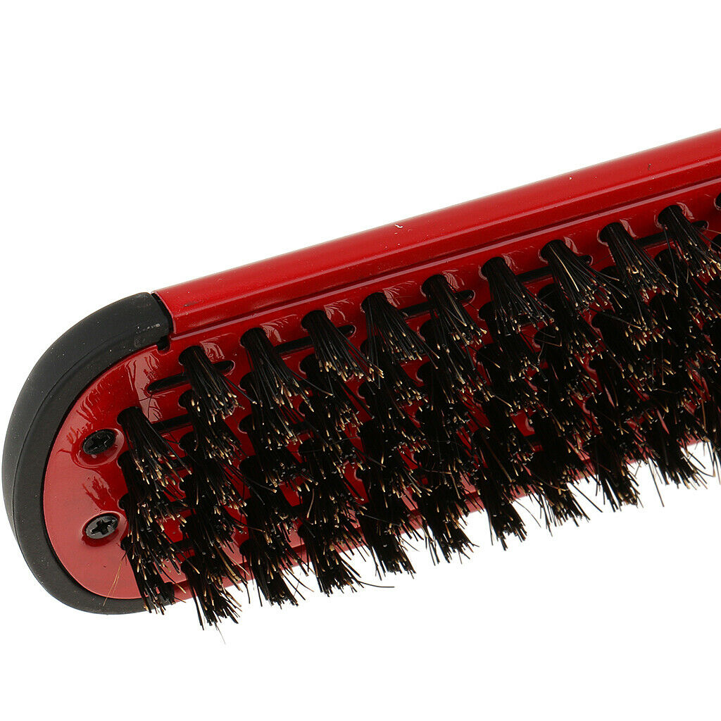 Red Hairdressing DIY Straightener Hair Straightening Double Brush Comb Clamp