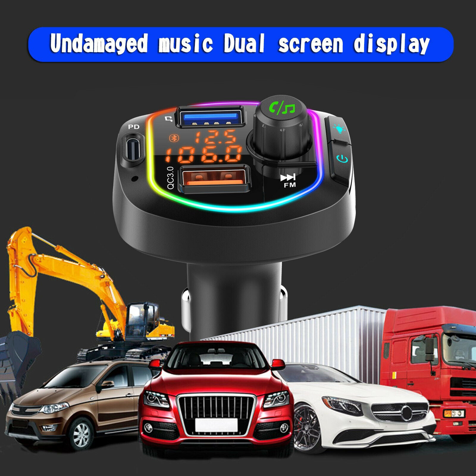 BC66 BT 5.0 Handsfree Wireless FM Transmitter Car MP3 Player PD18W QC3.0 Charger