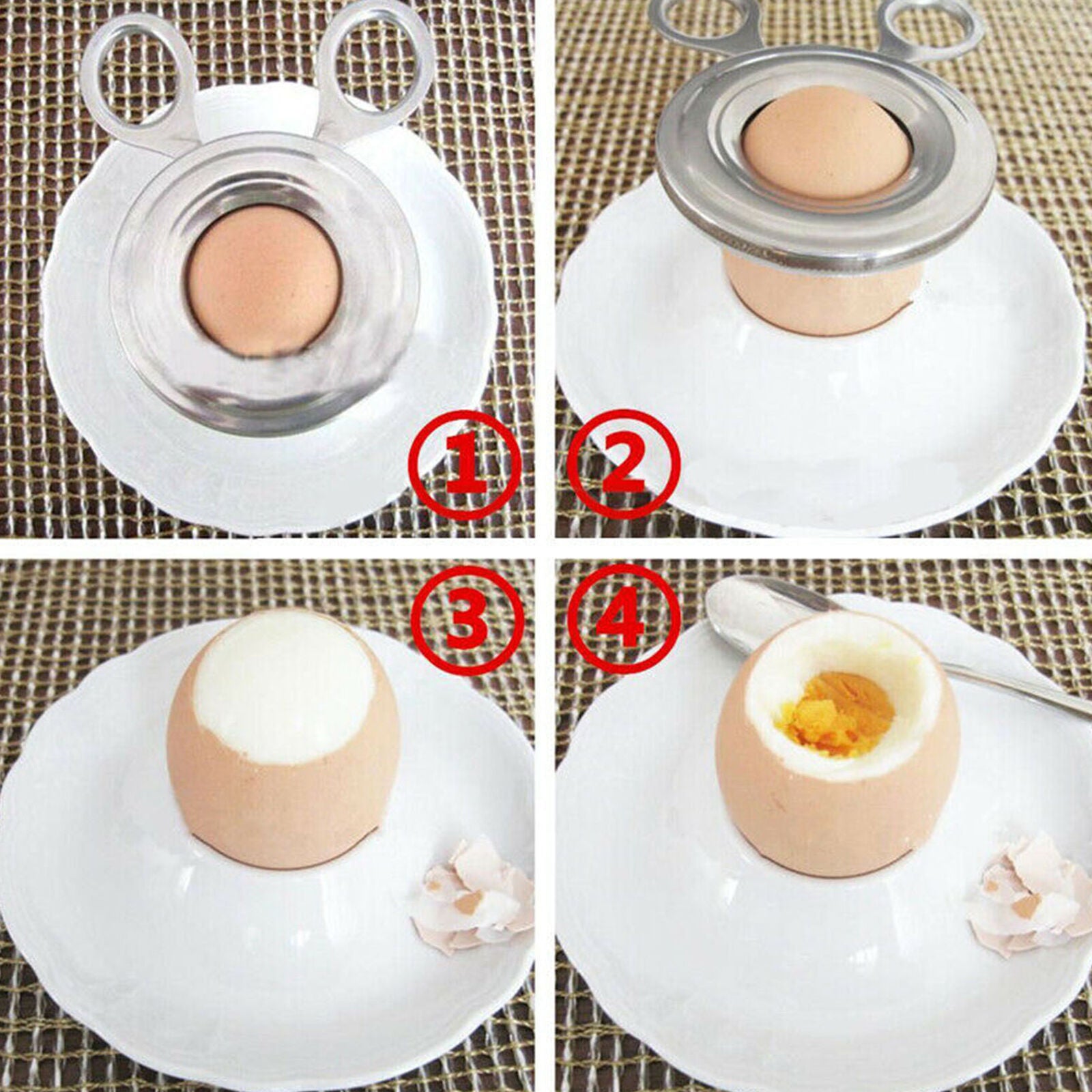 Stainless Steel Boiled Egg Shell Opener Topper Cutter Remover Cracker Kitchen