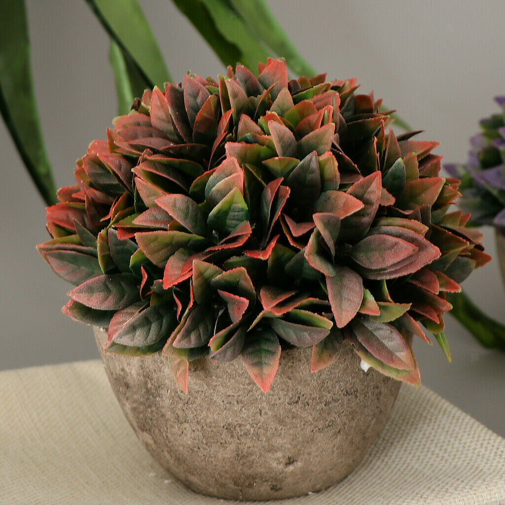 Spray Color Artificial Melaleuca Bonsai Lifelike Potted Plant Red