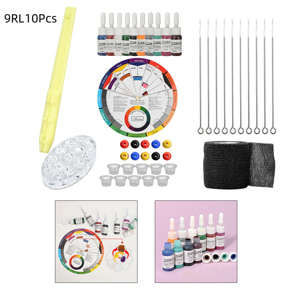 Hand Poke Tattoo Kit Bandage Needles Ink Color Wheel DIY Tattoo Supplies Kit
