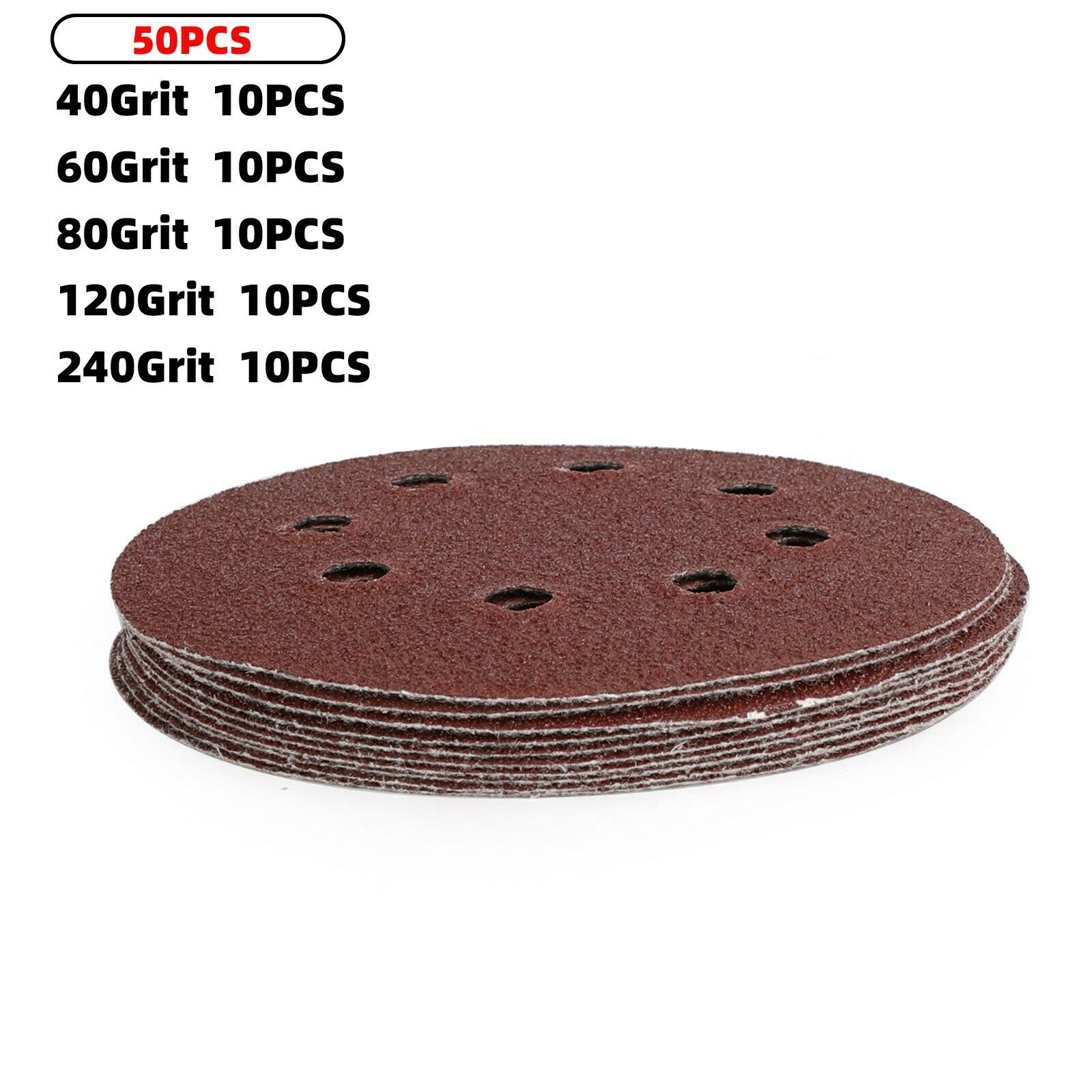 40-240 Grit 50 Mixed Grit Sanding Discs for Orbital Sander 125mm / 5inch CA