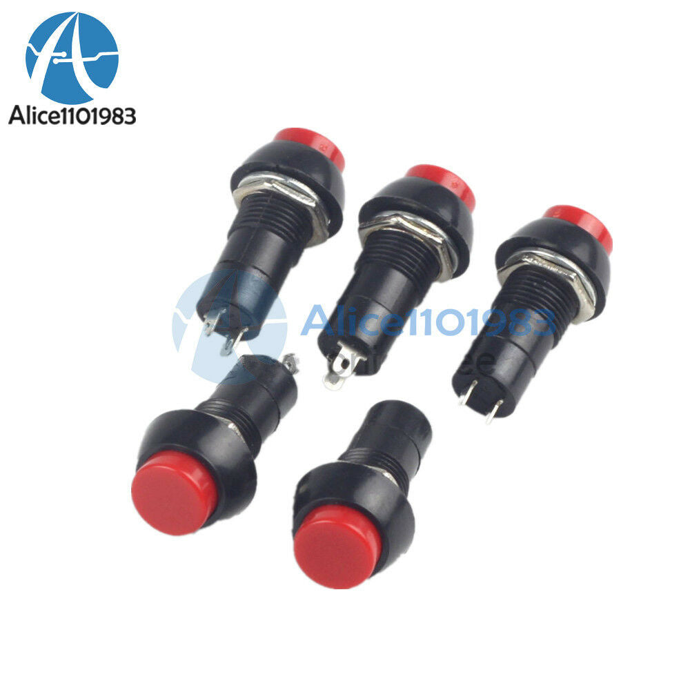5PCS12mm 250V 3A Red Push Button Switch PBS-11B No Self-Lock ON/OFF Lock