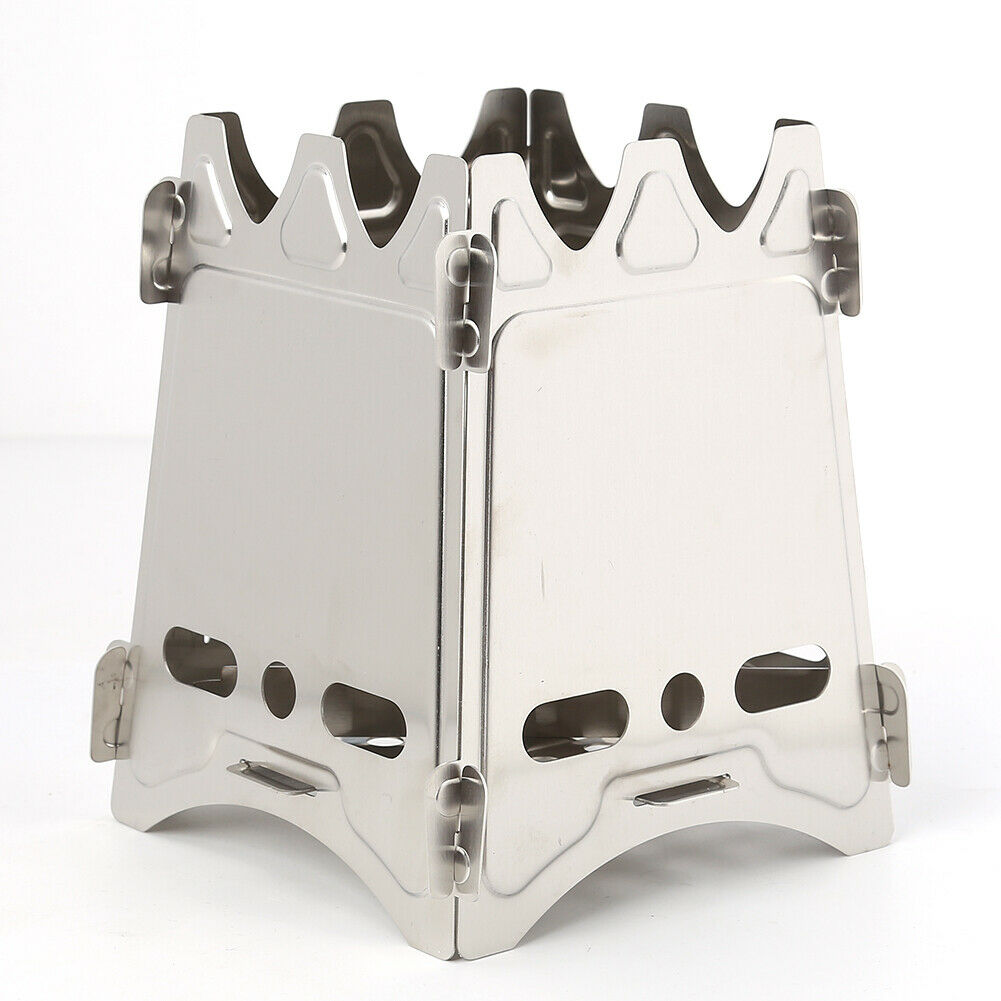 Stainless Steel Firewood Stove Portable Outdoor Picnic Camping Cooking Tool  @