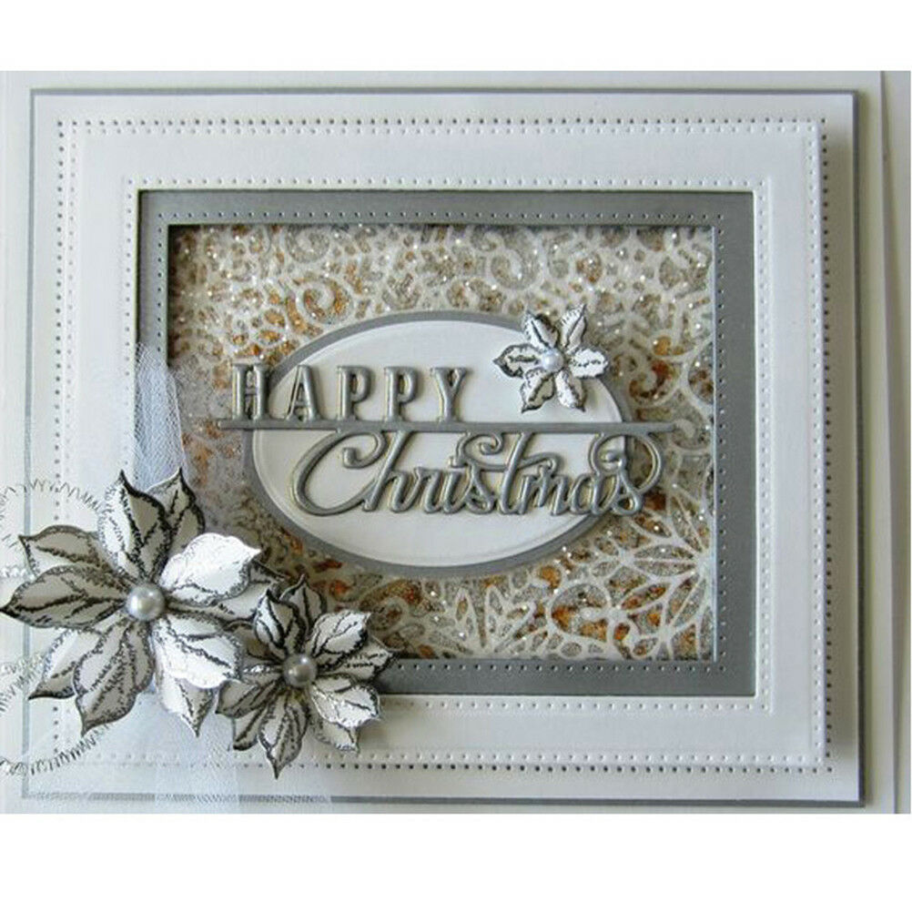 Happy Christmas Metal Cutting Dies Stencil Scrapbook Paper Cards Album Deco Rf