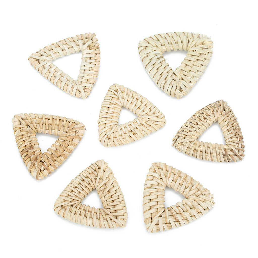Prettyia 1 Pair Triangle Rattan Straw Knit Handmade Earring Gift DIY Jewelry