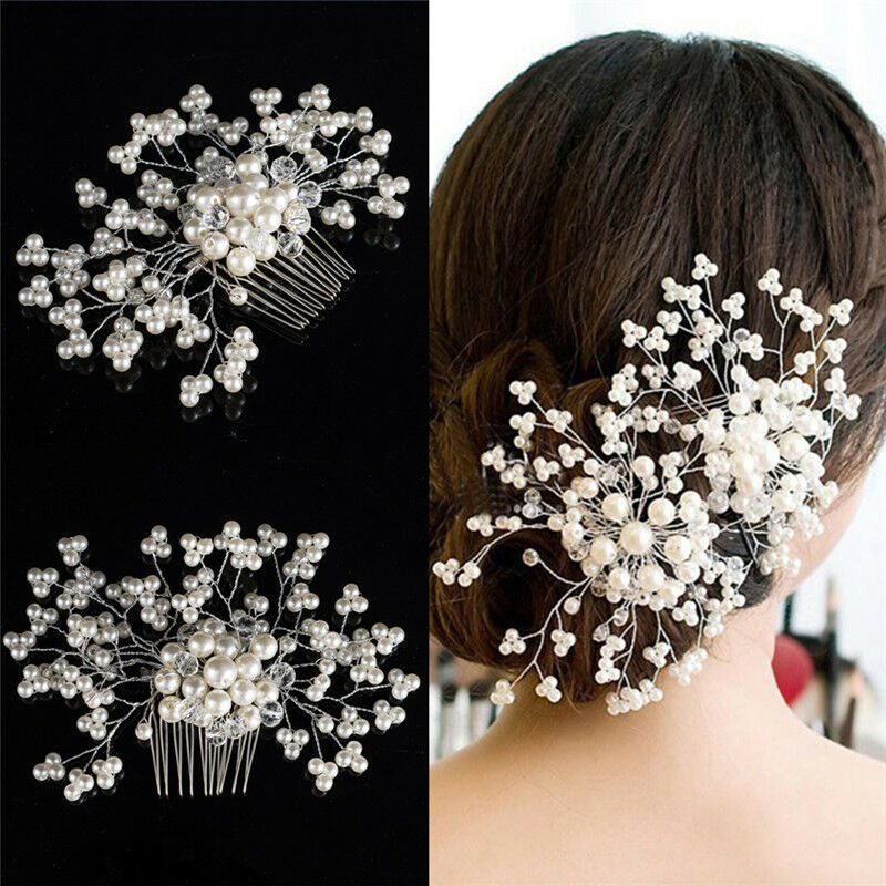 Flower Wedding Hair Pins Bridesmaid Crystal Diamante Pearls Bridal Clips G.l8