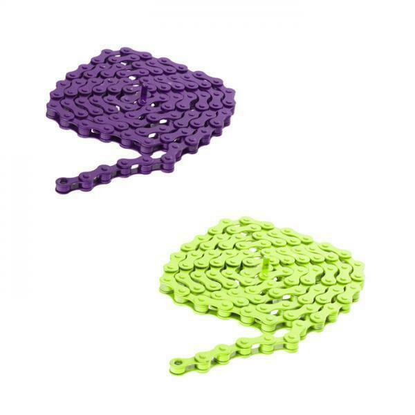 Pack of 2, Single Speed Bicycle Chains - 1/2 x 1/8 Inch, 96 Links, Purple &