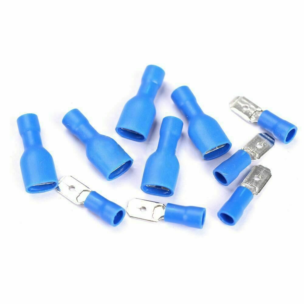 100x Blue Insulated Spade Electrical Wire Cable Connector Terminal Male/Female