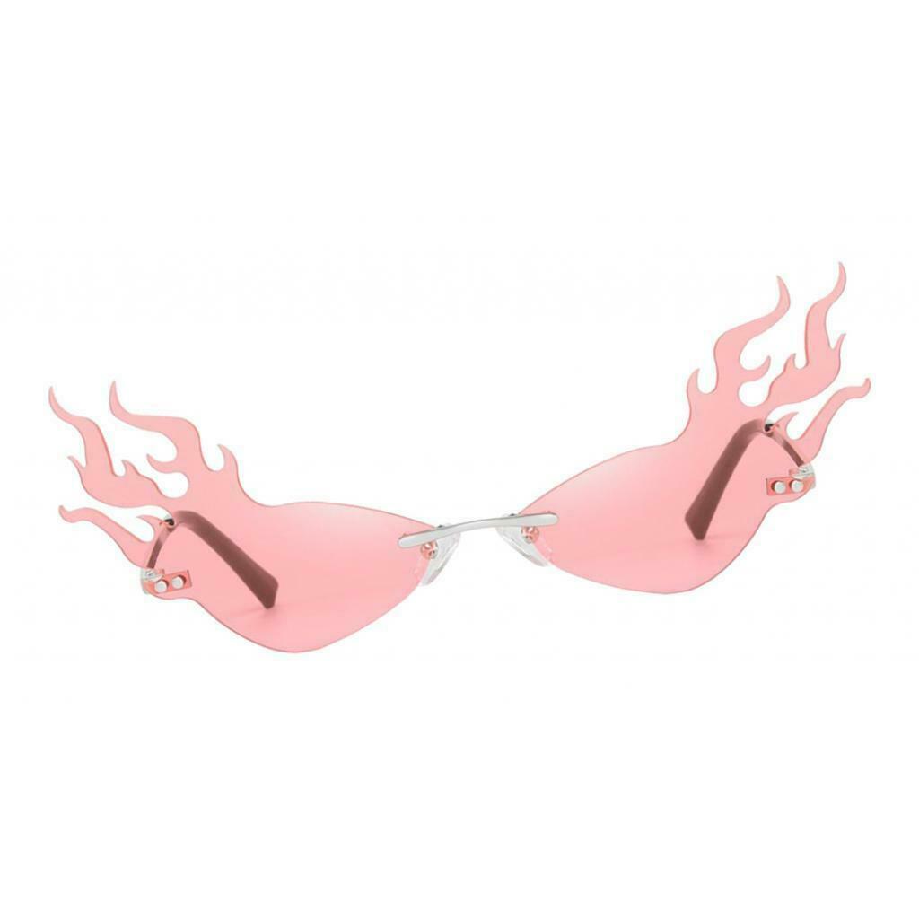 2Pcs Women's Fire Shape Sunglasses Wave Sun Glasses Club Eyewear Streetwear