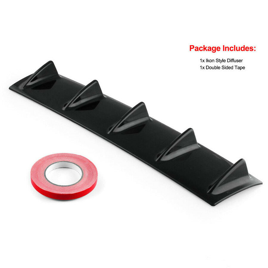 23''x6'' Universal Car Lower Rear Body Bumper Lip Diffuser 5 Shark Fins Spoiler
