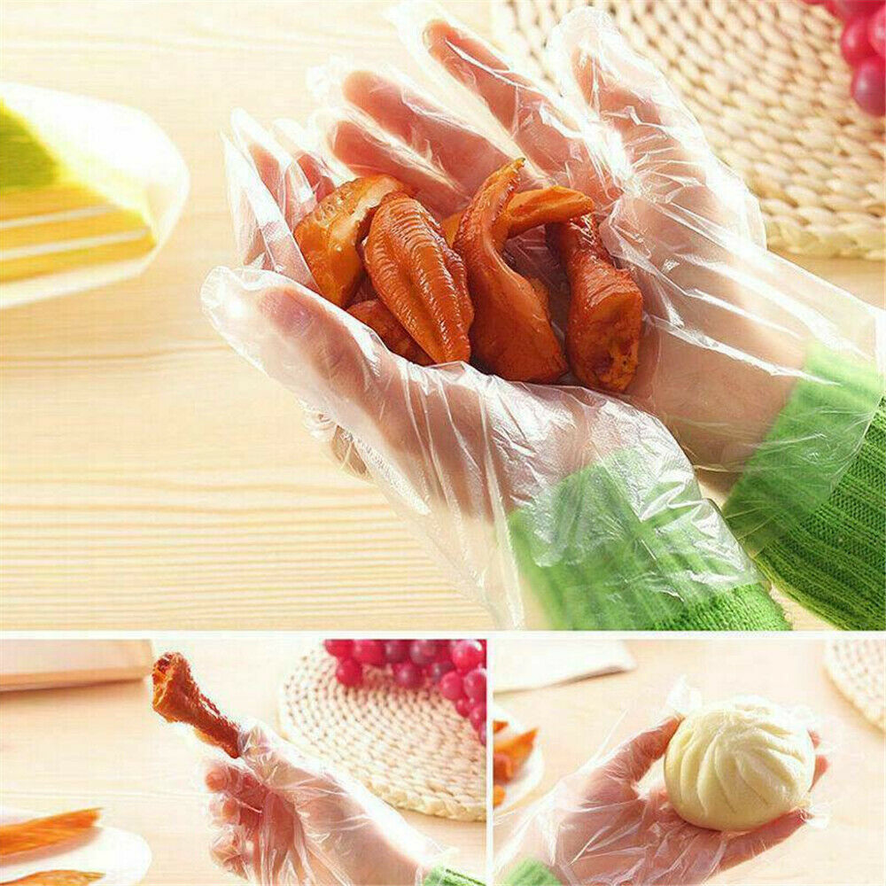100Pcs Plastic Disposable Gloves Restaurant Service Catering Hygiene Cleaning