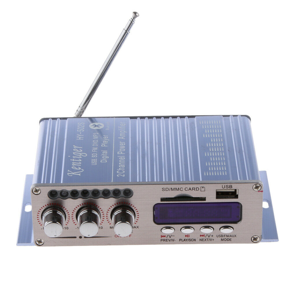 HY502S Multifunction Bluetooth HiFi Stereo Audio Car Amplifier+Remote BLUE