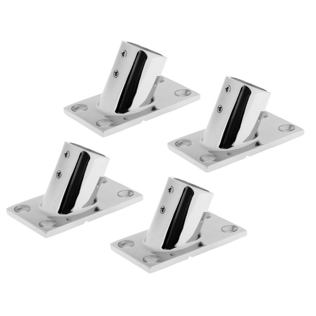 4 PCS Marine Stainless Steel Boat Deck Handrail Square Base 60 Degree - 7/8
