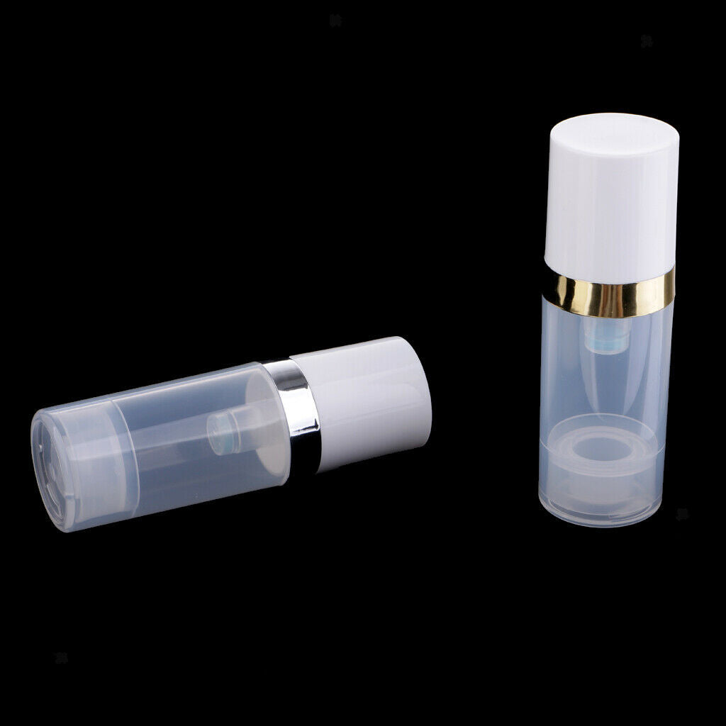 6x 10ml Clear Vacuum Press Pump Bottle Cosmetic Lotions Container Refillable