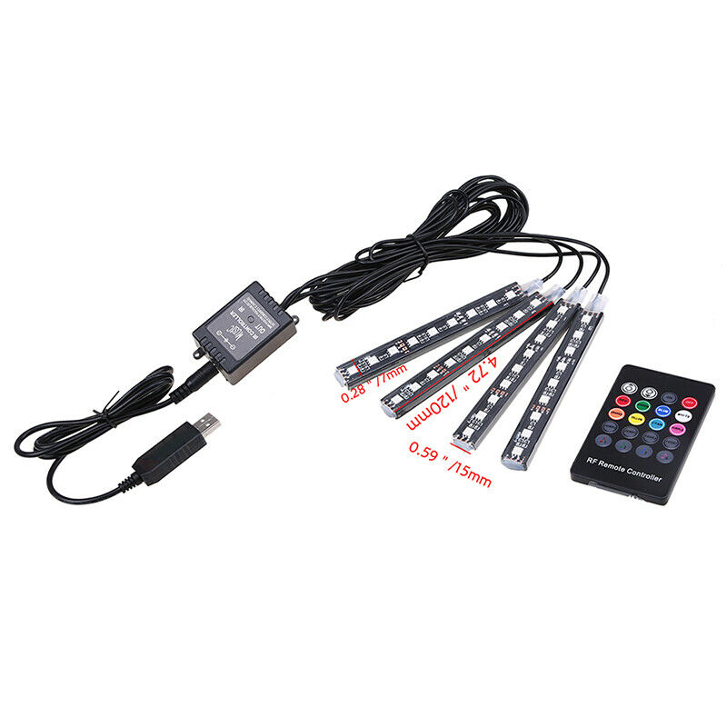 9 LED RGB Car Auto Interior Atmosphere Lamp Strip Light USB Charger Decor Lamp