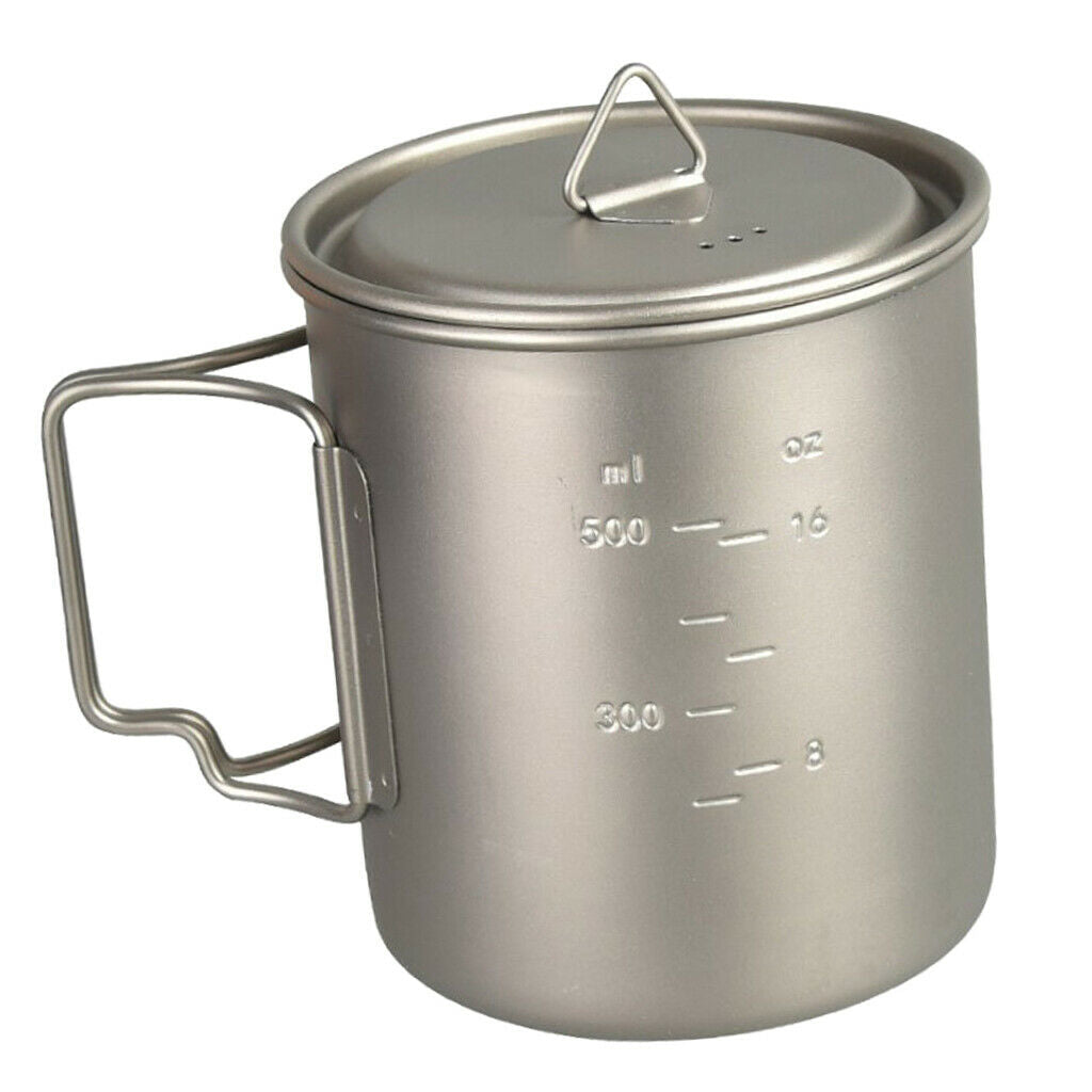 Titanium 750ml Pot, Ultralight Titanium Pot with Lid and Foldable Handle for