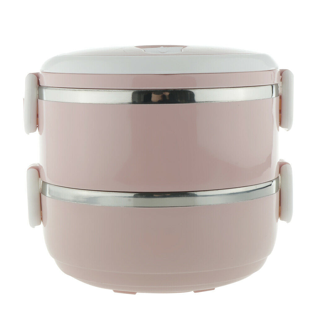 Stainless Steel Thermal Lunch Box Portable Tiffin Bento Box 2 Tier Pink