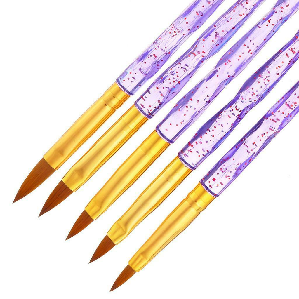 5 Pieces Nail Art Liner Brushes, Synthetic Fibre Hair Manicure Nail Liner Tool