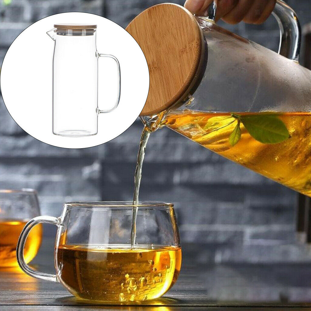 Glass Kettle with Lid for Water Iced Tea Milk Coffee Juice Serving 20x8cm A