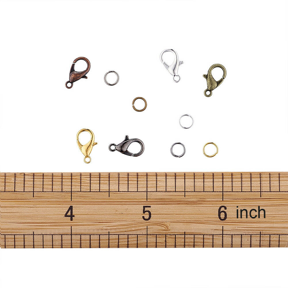 1Box 12mm Alloy Lobster Claw Clasps Trigger Closure & 5mm Iron Jump Ring 6-Color