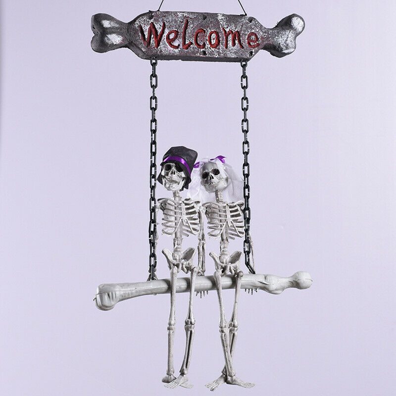 Halloween Ghost Bride and Groom Welcome Doorplate Pendant Hanging Horror Decor