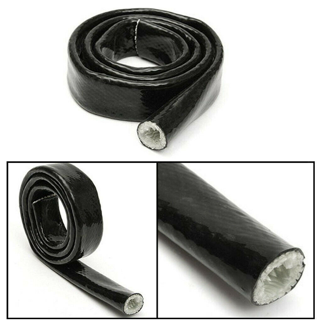 Black Fiberglass Fire Sleeve Heat Shield Sleeve AN10 Fuel Hose Cover ID:16mm