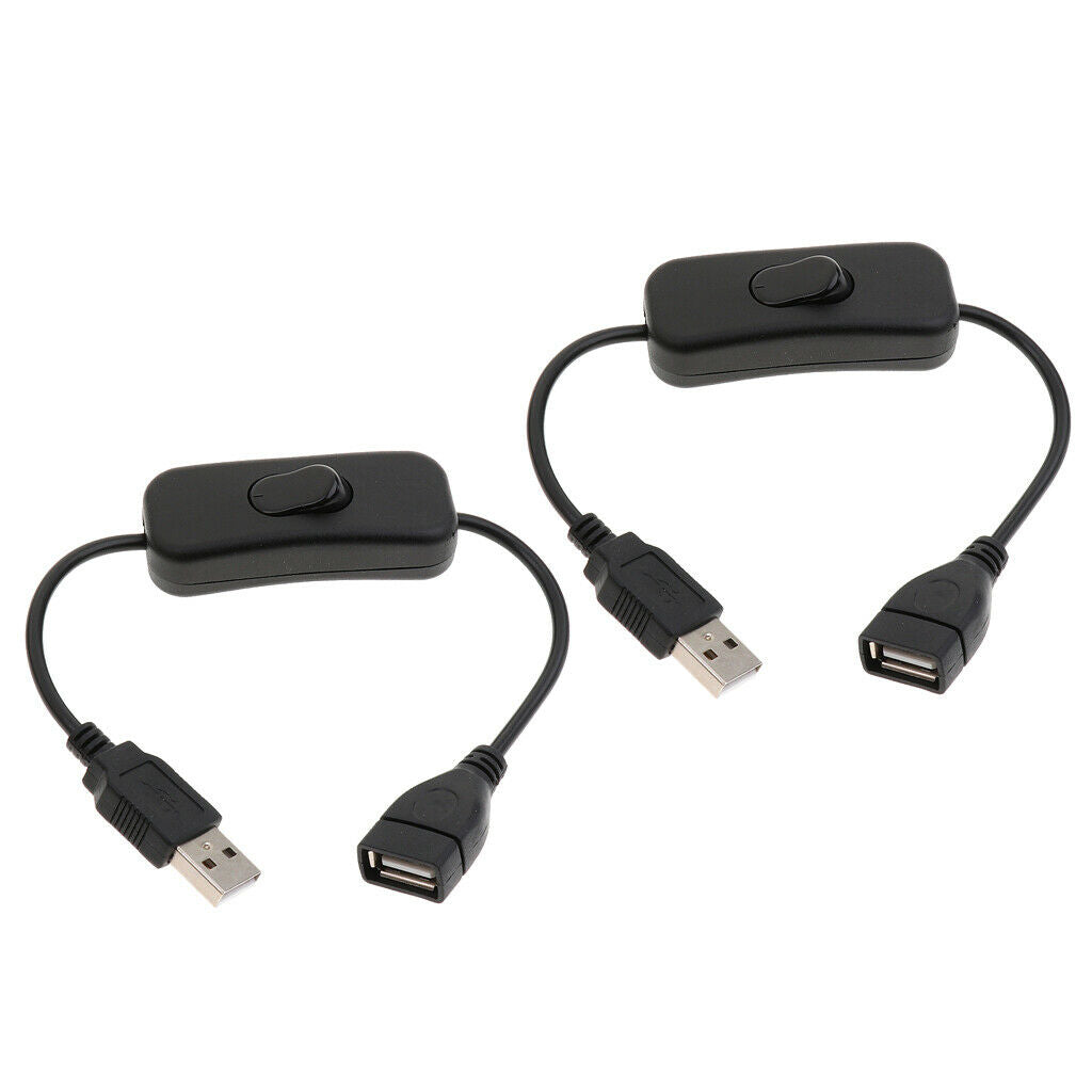 2x Type-A Male to Female USB Cable with ON/OFF Switch Easy Start/Reboot